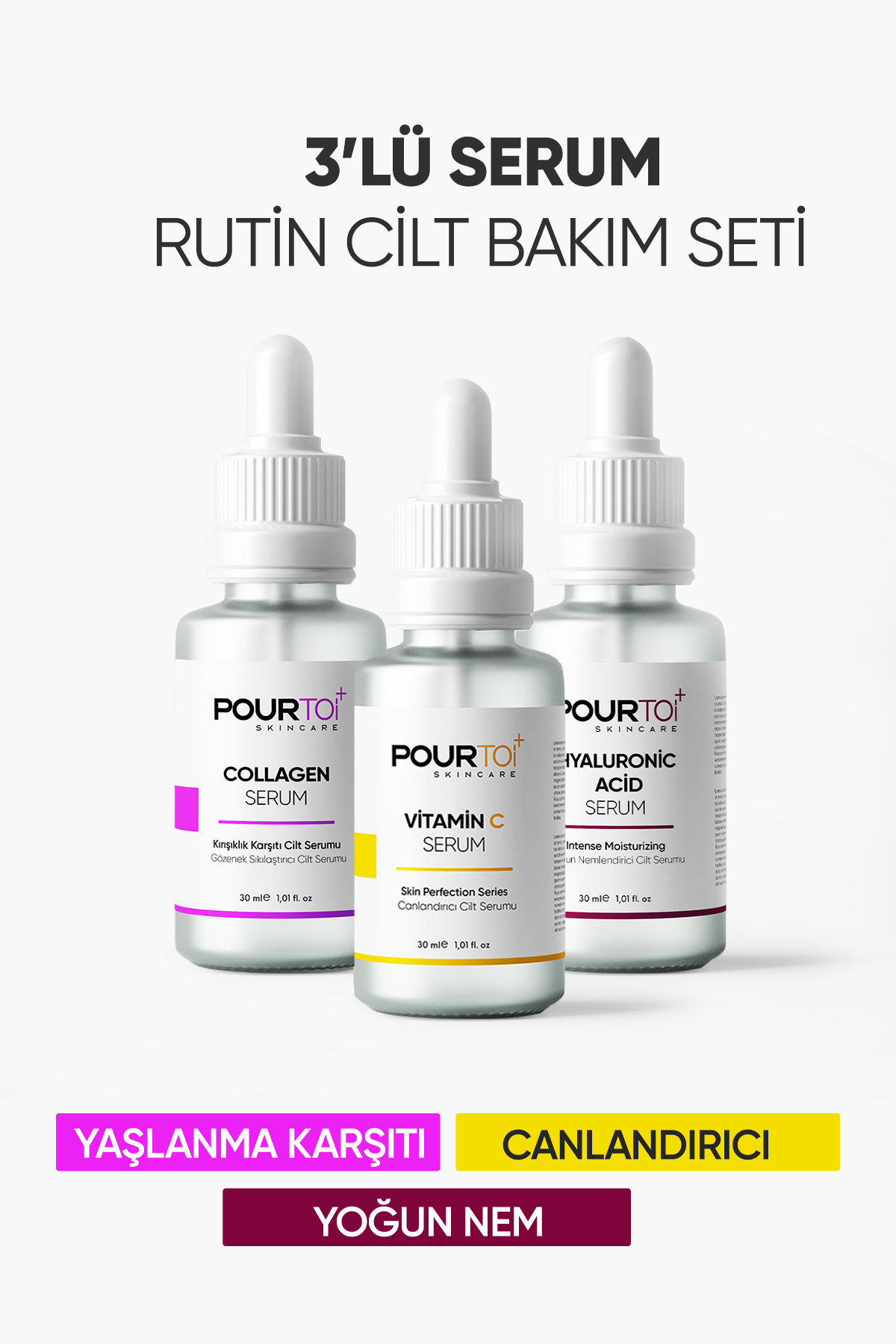 C Vitamini + Hyaluonic Acid + Collagen Serum Üçlü Set 3 Al 2 Öde