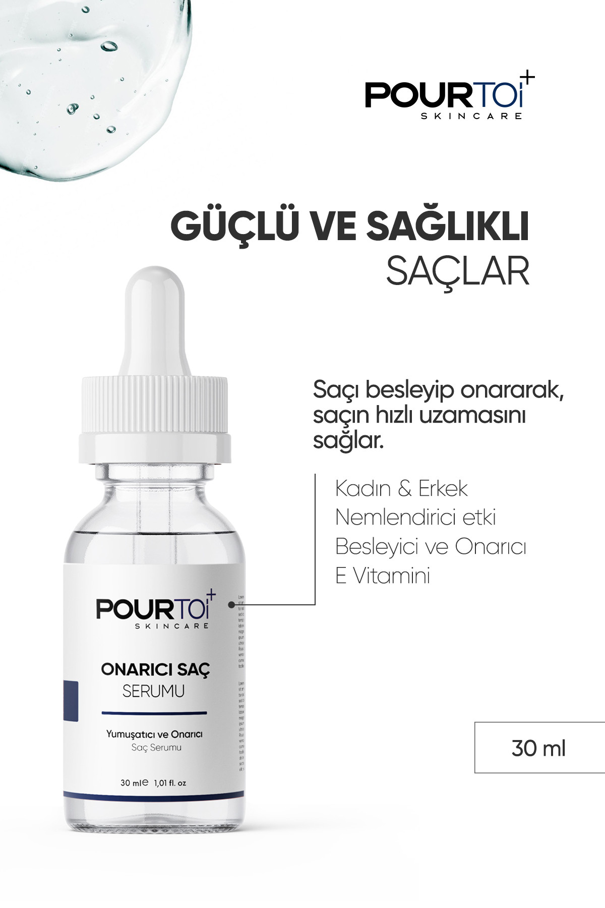 Pour Toi Onarıcı Saç Bakım Serumu Restorative Hair Serum 30 ml